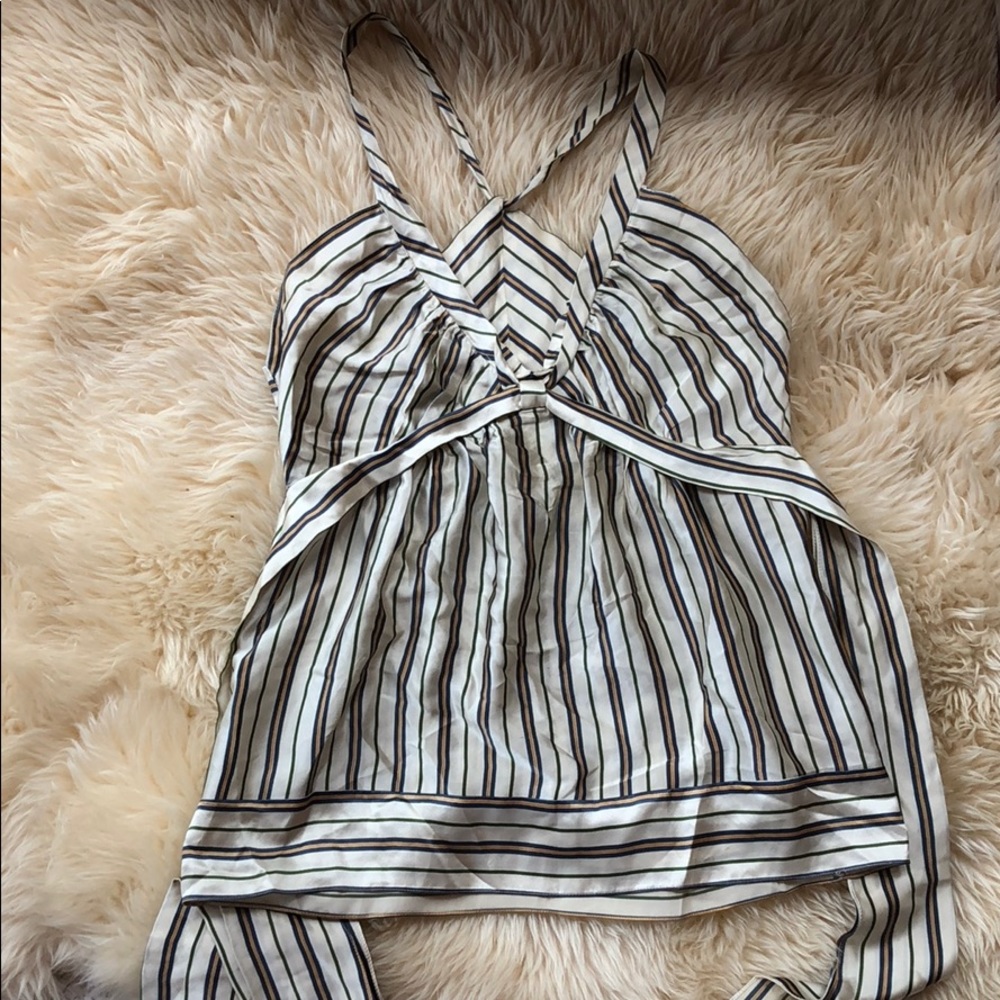 BCBG %100 silk tie back blouse